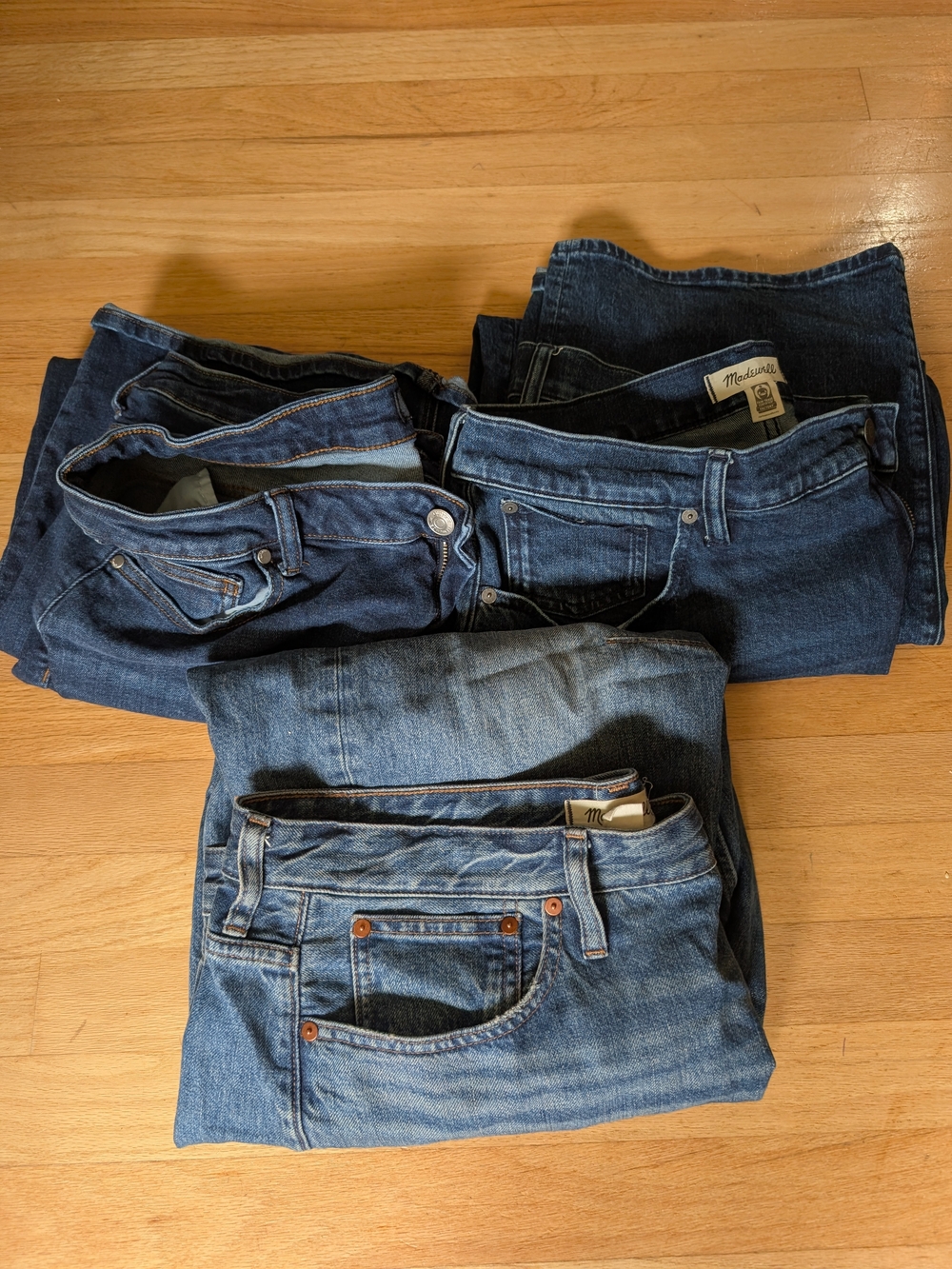 LOT Bundle 3 Pairs Of madewell and Quince Sz 33P Wide Barrel Jeans